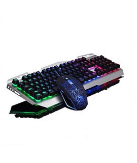 USB Gaming Backlights Key Illumination Keyboard and 2500DPI Cracking Mouse 2 Pieces a Kit  