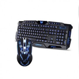 USB Mechanical Touch Illuminated Gaming Keyboard 3 Colors Backlit Keyboard and Colorful 1600DPI Gaming Mouse Set