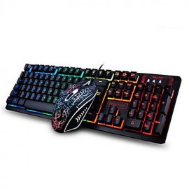 Ergonomic Gaming Keyboard Multimedia Keyboard USB Multi Color Backlit Gaming 2400DPI Mouse Set